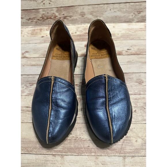Mayan Roots Handmade Metallic Leather Flats Women's Size 8 Slip On Comfort - Picture 4 of 10